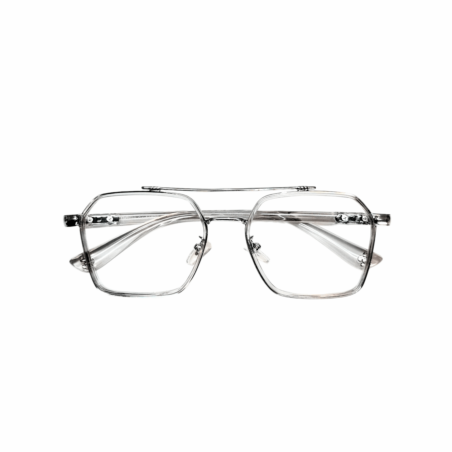 Full rim Wayfarer transparent grey and silver