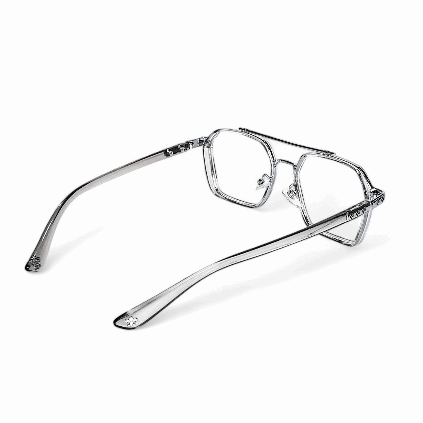 Full rim Wayfarer transparent grey and silver