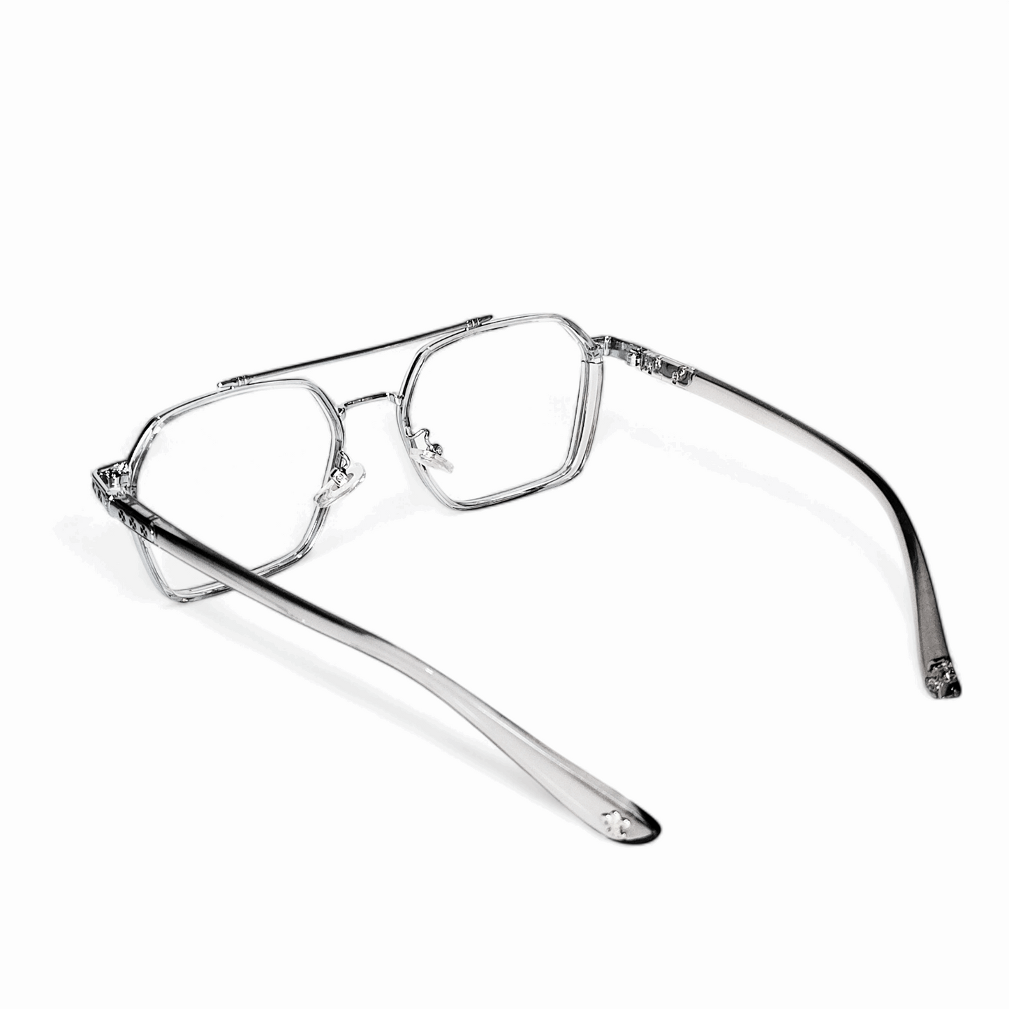 Full rim Wayfarer transparent grey and silver