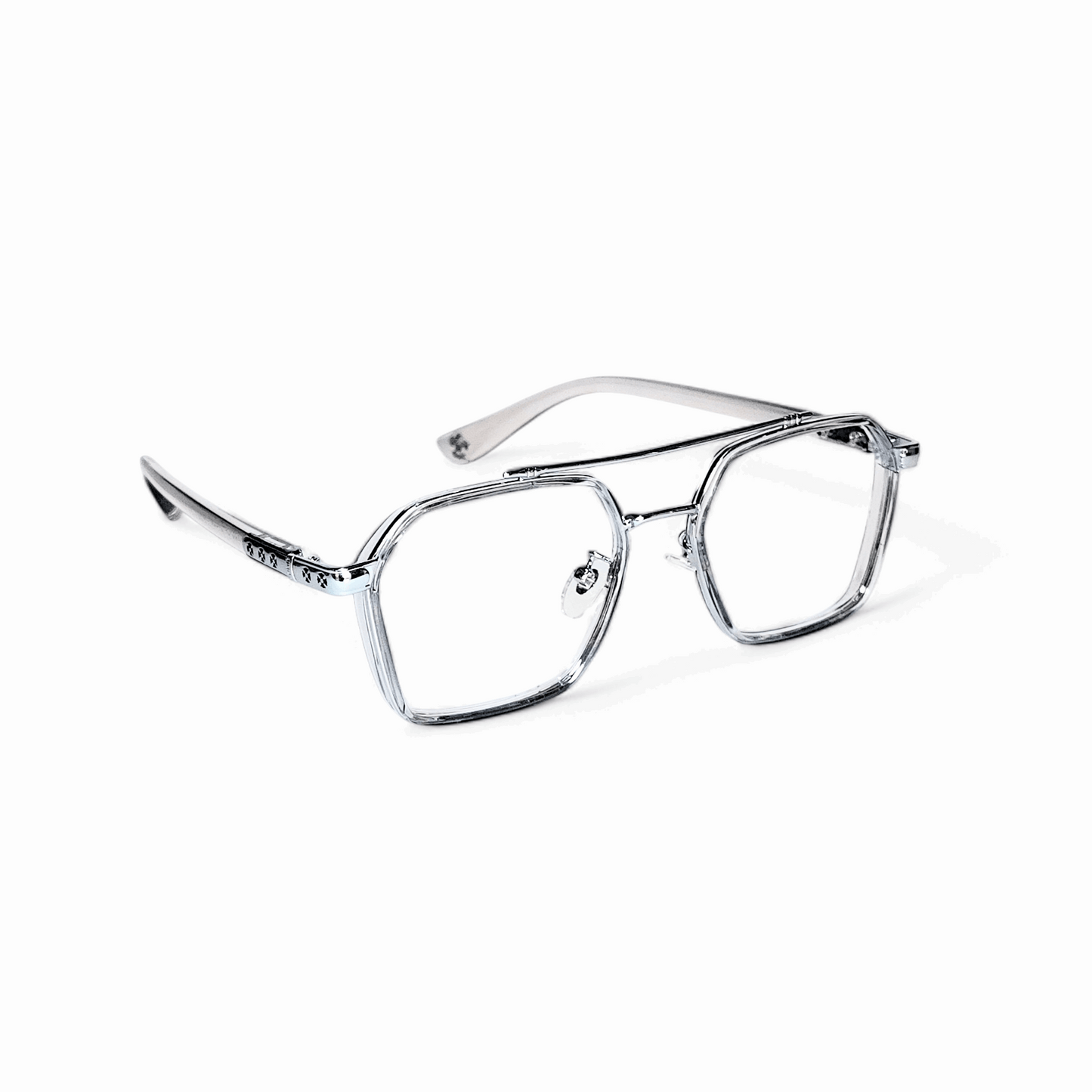 Full rim Wayfarer transparent grey and silver