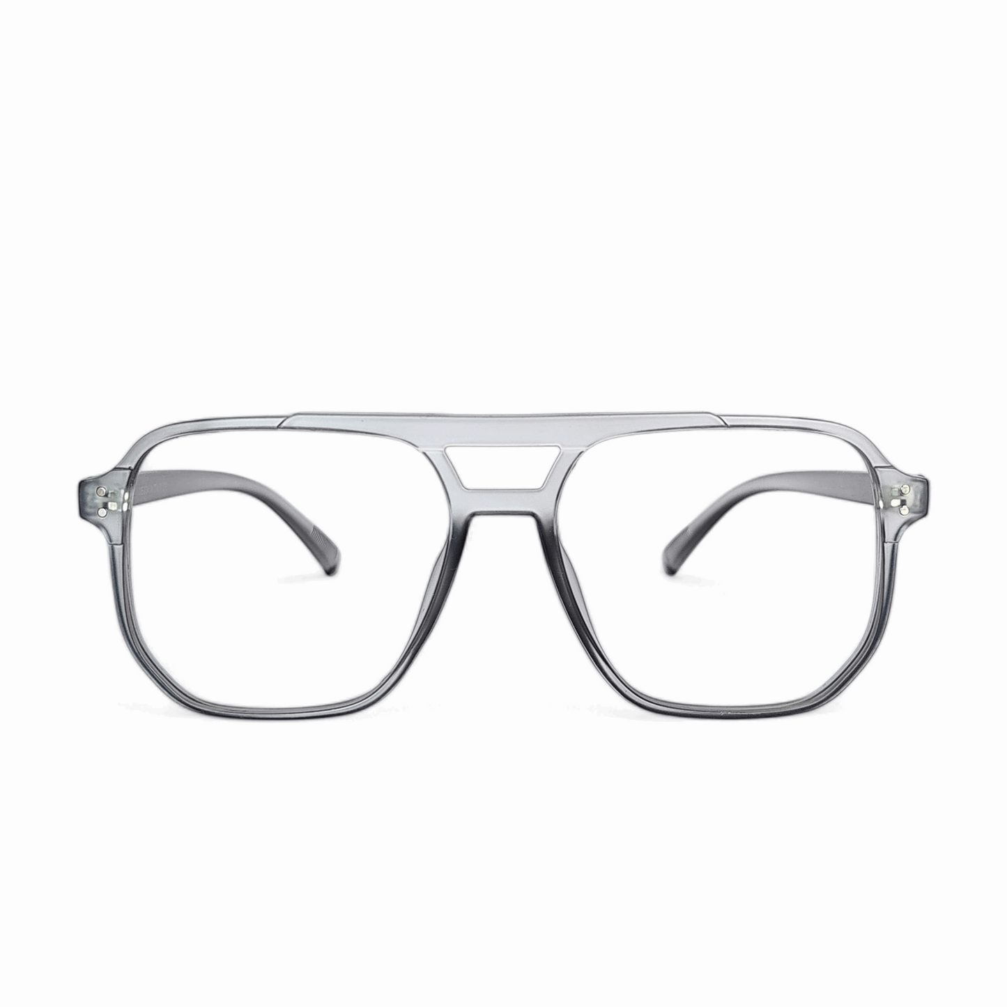 Full rim square matte transparent grey