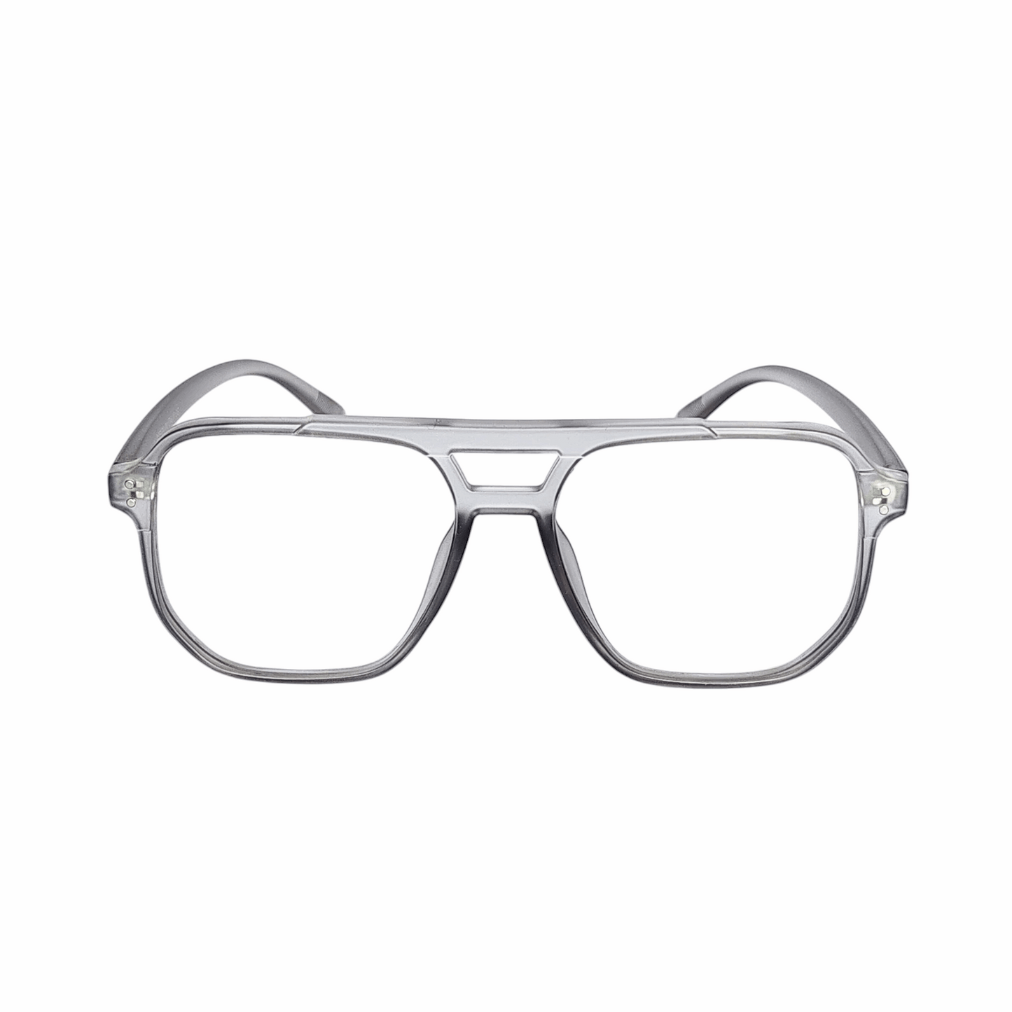 Full rim square matte transparent grey