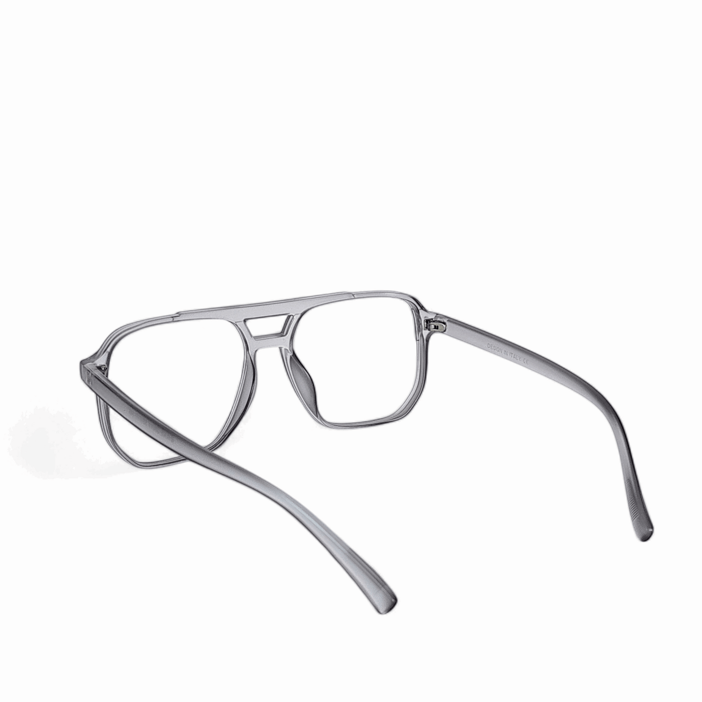 Full rim square matte transparent grey