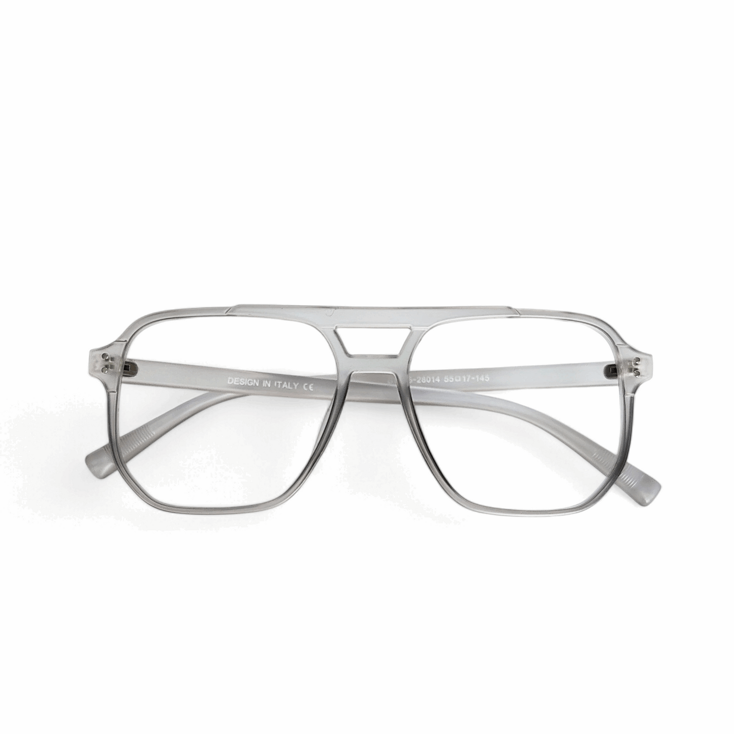Full rim square matte transparent grey