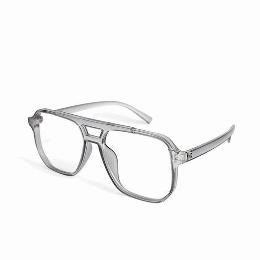 Full rim square matte transparent grey